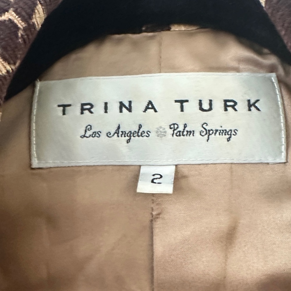 Trina Turk Brown Giraffe Print corduroy coat - Picture 4 of 5